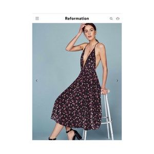 Reformation Coppola Dress Black Velvet